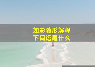 如影随形解释下词语是什么