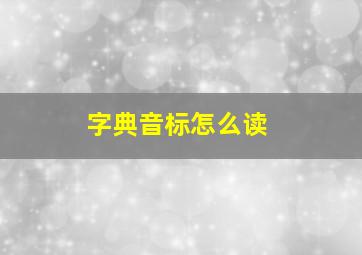 字典音标怎么读