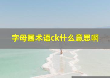 字母圈术语ck什么意思啊