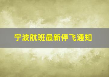 宁波航班最新停飞通知