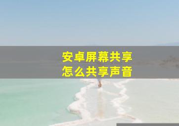 安卓屏幕共享怎么共享声音