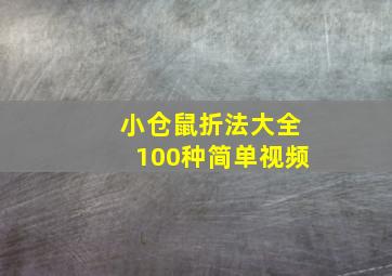 小仓鼠折法大全100种简单视频