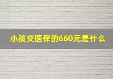 小孩交医保的660元是什么