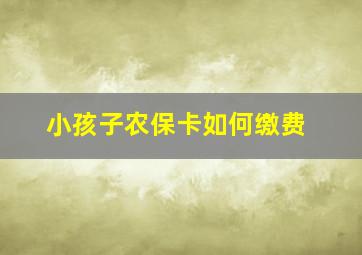 小孩子农保卡如何缴费