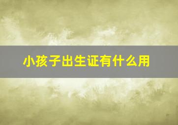 小孩子出生证有什么用