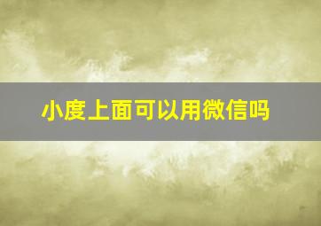 小度上面可以用微信吗