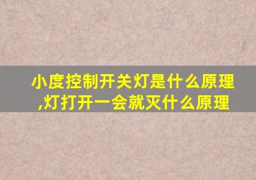 小度控制开关灯是什么原理,灯打开一会就灭什么原理