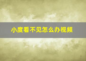 小度看不见怎么办视频