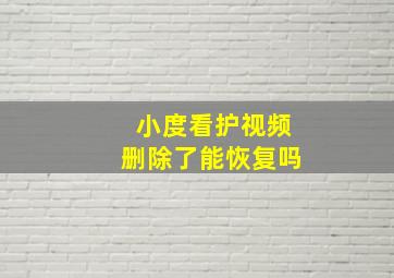 小度看护视频删除了能恢复吗