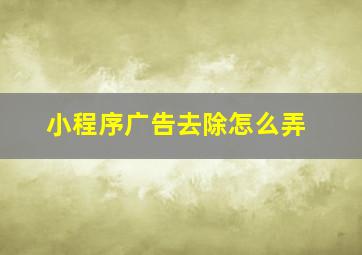 小程序广告去除怎么弄