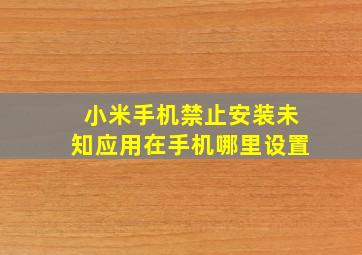 小米手机禁止安装未知应用在手机哪里设置