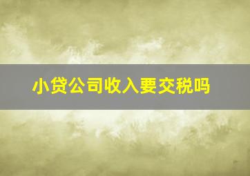 小贷公司收入要交税吗