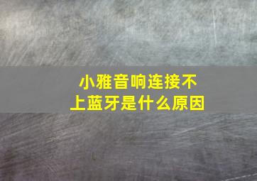 小雅音响连接不上蓝牙是什么原因