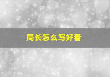 局长怎么写好看