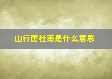 山行唐杜甫是什么意思