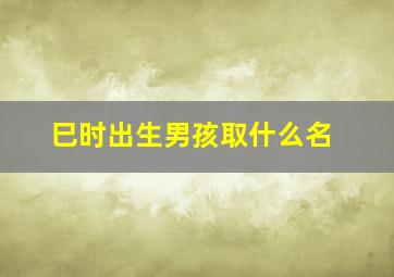 巳时出生男孩取什么名