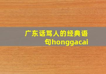 广东话骂人的经典语句honggacai