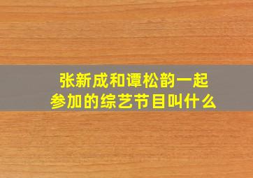 张新成和谭松韵一起参加的综艺节目叫什么