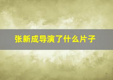 张新成导演了什么片子