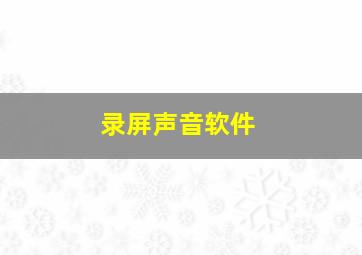 录屏声音软件