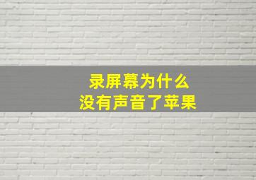 录屏幕为什么没有声音了苹果