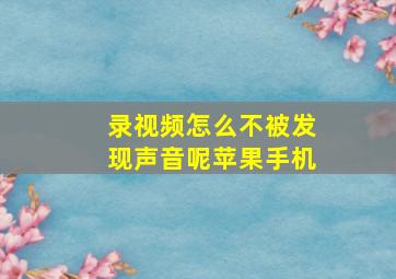 录视频怎么不被发现声音呢苹果手机