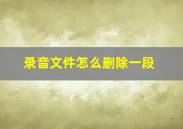 录音文件怎么删除一段