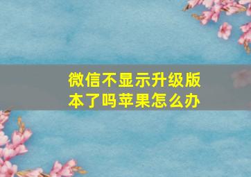 微信不显示升级版本了吗苹果怎么办