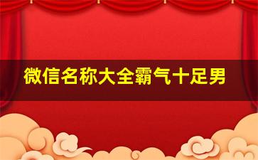 微信名称大全霸气十足男