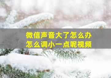 微信声音大了怎么办怎么调小一点呢视频