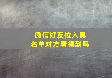 微信好友拉入黑名单对方看得到吗