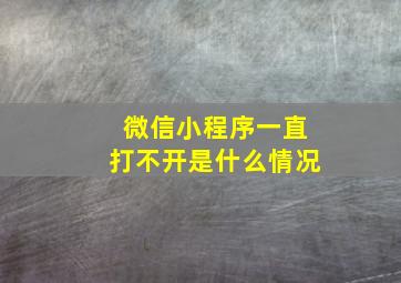 微信小程序一直打不开是什么情况