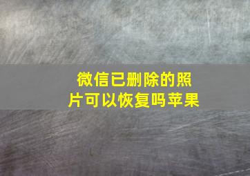 微信已删除的照片可以恢复吗苹果