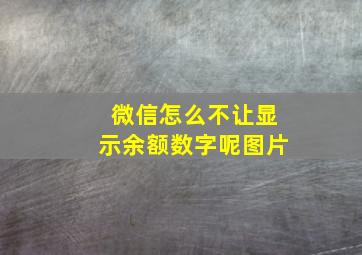 微信怎么不让显示余额数字呢图片