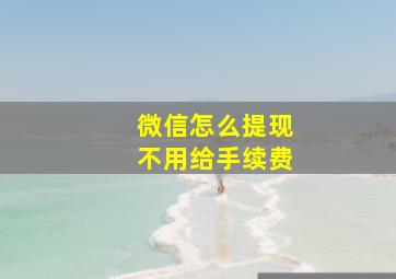 微信怎么提现不用给手续费