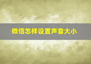 微信怎样设置声音大小