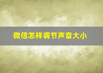 微信怎样调节声音大小