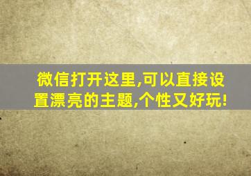 微信打开这里,可以直接设置漂亮的主题,个性又好玩!