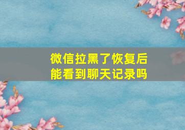 微信拉黑了恢复后能看到聊天记录吗