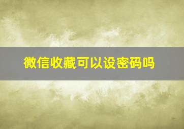 微信收藏可以设密码吗