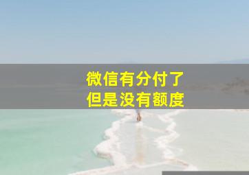 微信有分付了但是没有额度