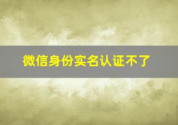 微信身份实名认证不了