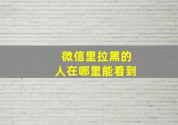 微信里拉黑的人在哪里能看到