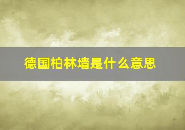 德国柏林墙是什么意思