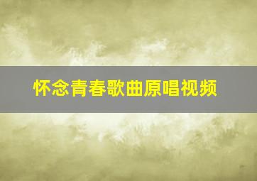 怀念青春歌曲原唱视频