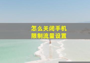 怎么关闭手机限制流量设置