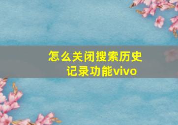 怎么关闭搜索历史记录功能vivo