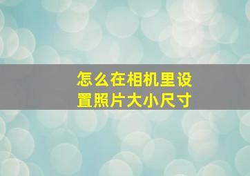 怎么在相机里设置照片大小尺寸