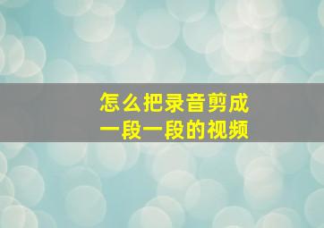 怎么把录音剪成一段一段的视频