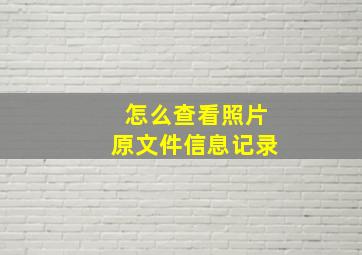 怎么查看照片原文件信息记录